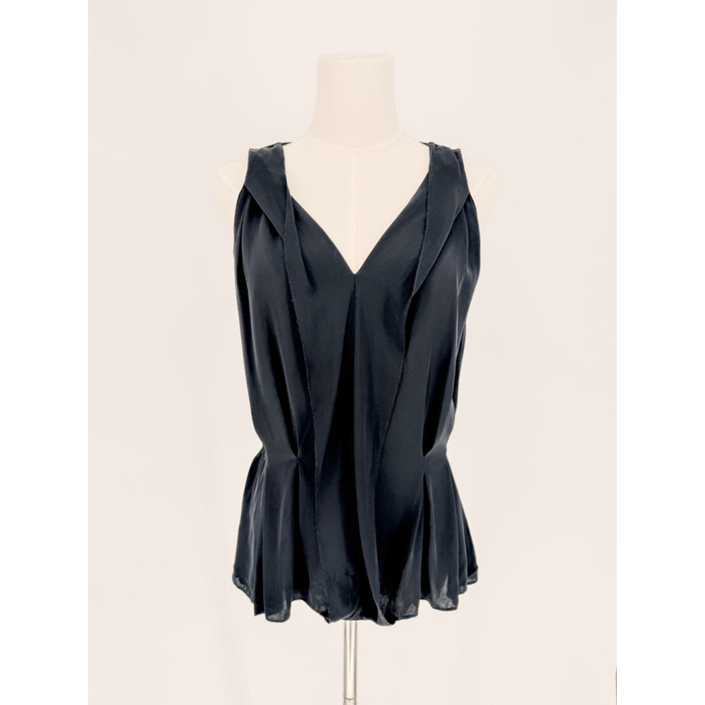 Women's DIANE von FURSTENBERG Black Silk Blend Sleeveless Tank Blouse Size 6